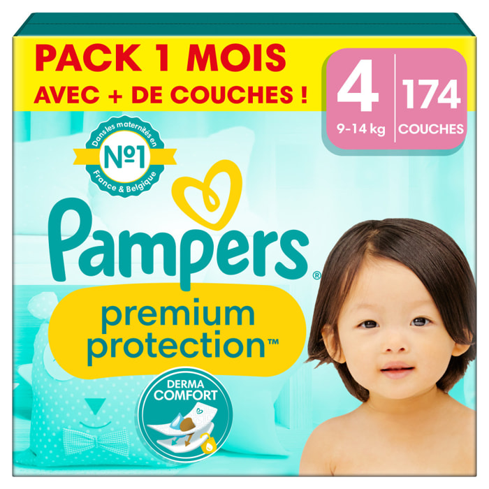 174 Couches Pampers Premium Protection, Taille 4, 9-14 kg