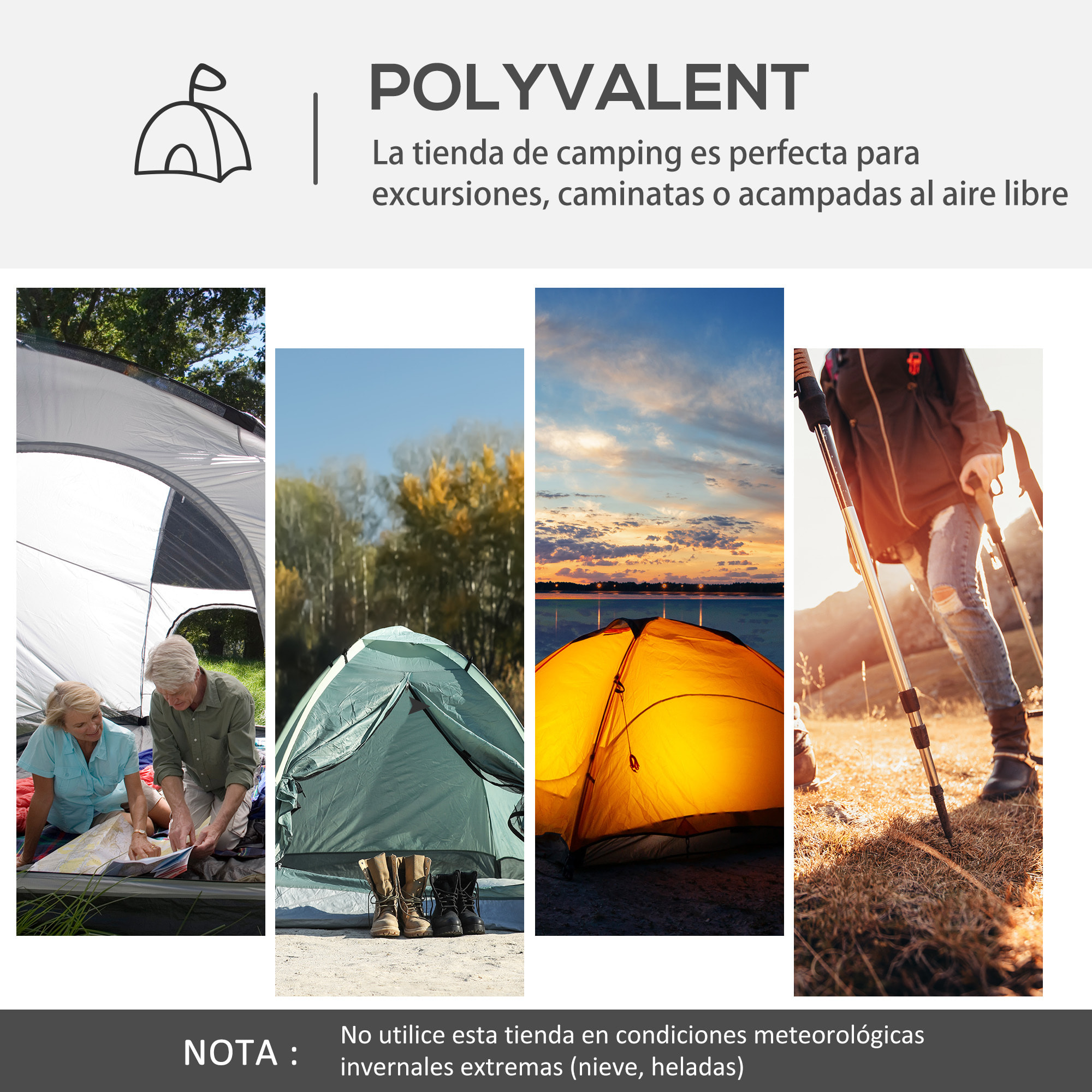 Tienda de Campaña Familiar para 6-8 Personas Tienda de Camping con 4 Mosquiteros Gancho y Bolsa de Transporte Anti-UV para Pescar Senderismo 350x350x230 cm Gris y Blanco