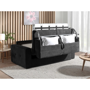 Sacha - canapé 3 places convertible - couchage quotidien - matelas 12 cm - en velours côtelé - Gris foncé