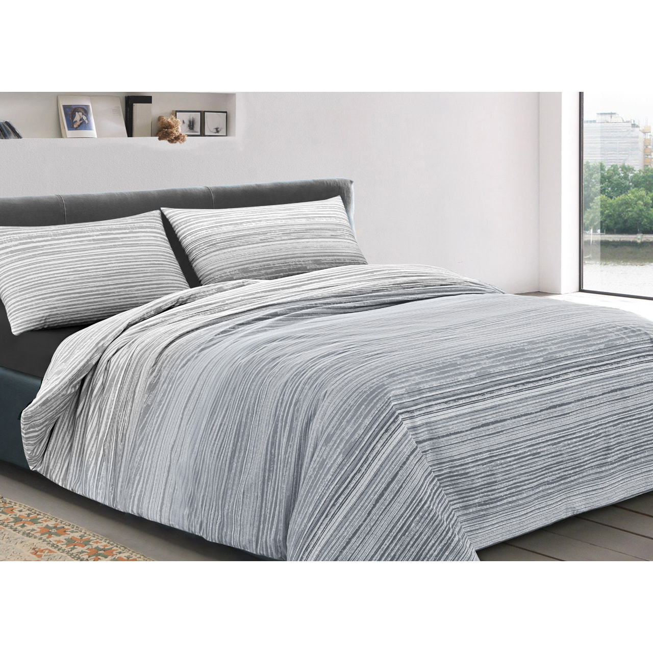 Copripiumino 100% Cotone Disegno Padel Grigio