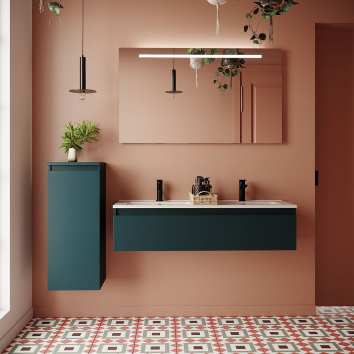 Meuble salle de bain double vasque 1 tiroir - HUDSON
