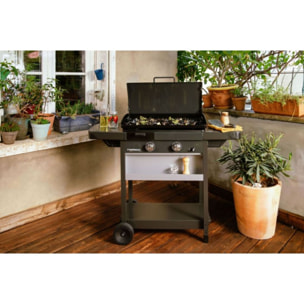 Plancha gaz CAMPINGAZ EX plus noir 2brûleurs sur chariot, 66x42cm + housse