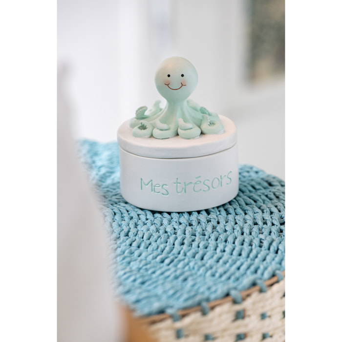 J-Line Boîte Baleine + Pieuvre - polyrésine - bleu clair/vert clair - small - 4 pièces