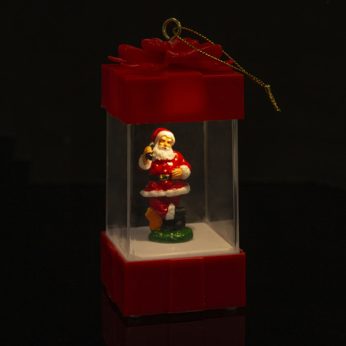 DAM Lampada natalizia  con luce, design regalo con Babbo Natale. 5x5x11 cm. colore rosso