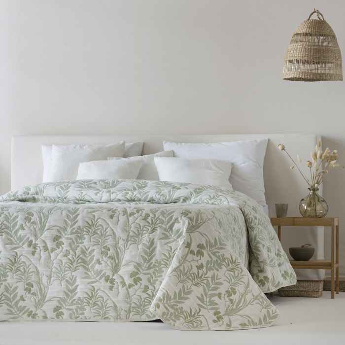 Couvre lit jacquard en coton vert