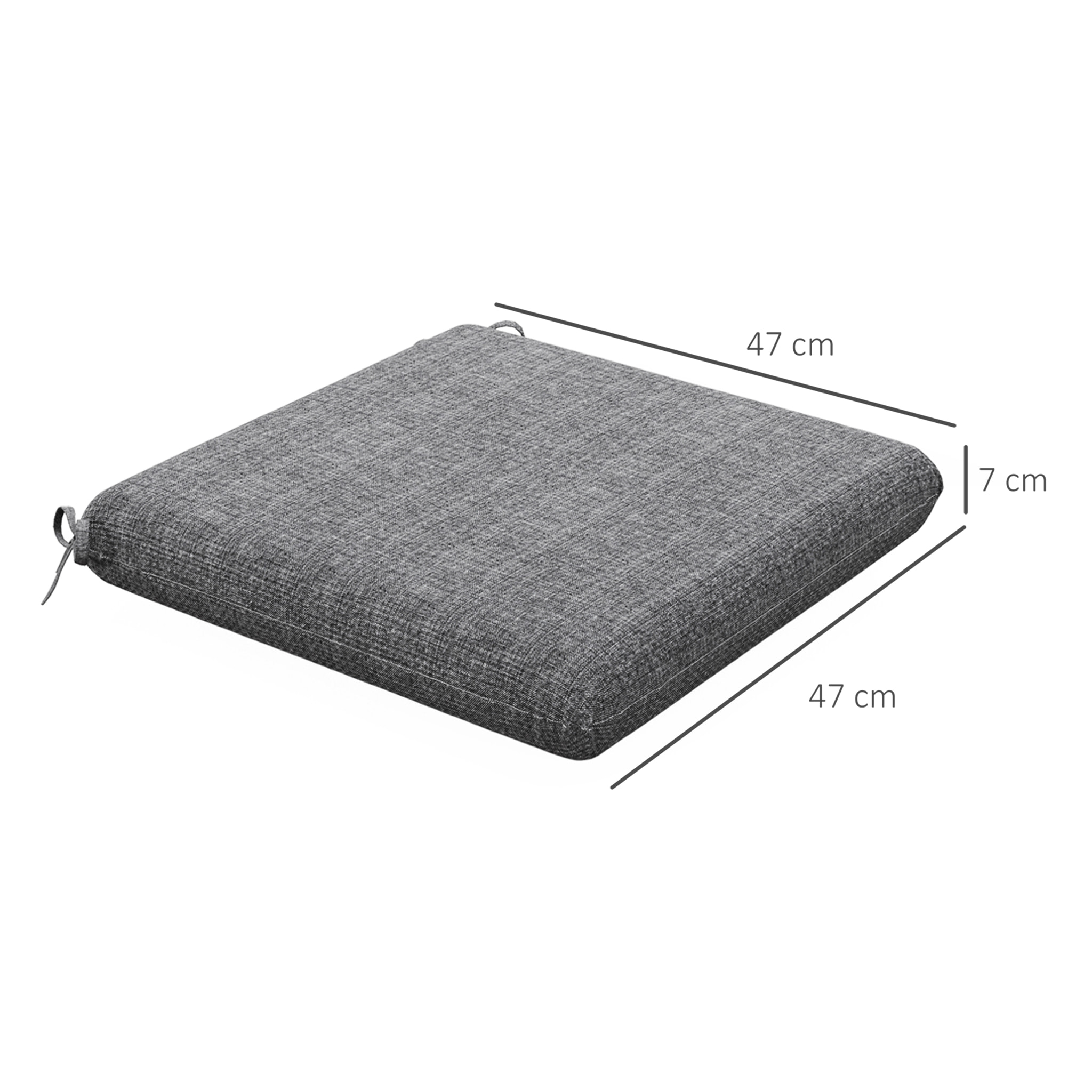 Conjunto de Cojines para Sillas de Comedor 47x47x7 cm Juego de 4 Piezas Cojines para Sillas de Jardín Impermeable y Protección UV 50+ para Interior y Exterior Gris