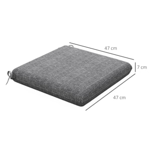 Conjunto de Cojines para Sillas de Comedor 47x47x7 cm Juego de 4 Piezas Cojines para Sillas de Jardín Impermeable y Protección UV 50+ para Interior y Exterior Gris