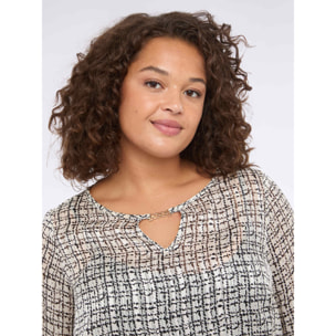 Fiorella Rubino - Blusa con stampa e dettaglio cut out - Nero