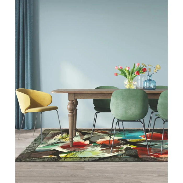 Tappeto arredo salotto soggiorno camera, stile contemporaneo arte moderna motivi floreali multicolore