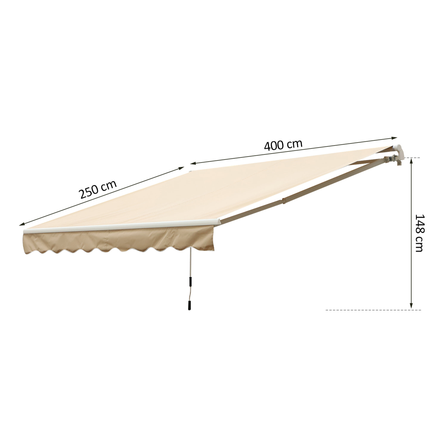 Toldo con Brazo de Aluminio Poliá©ster y Acero 4x2,5m Beige