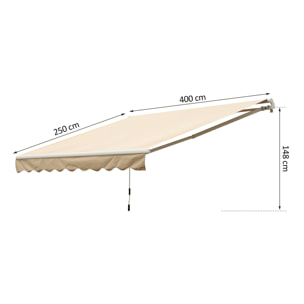 Toldo con Brazo de Aluminio Poliá©ster y Acero 4x2,5m Beige