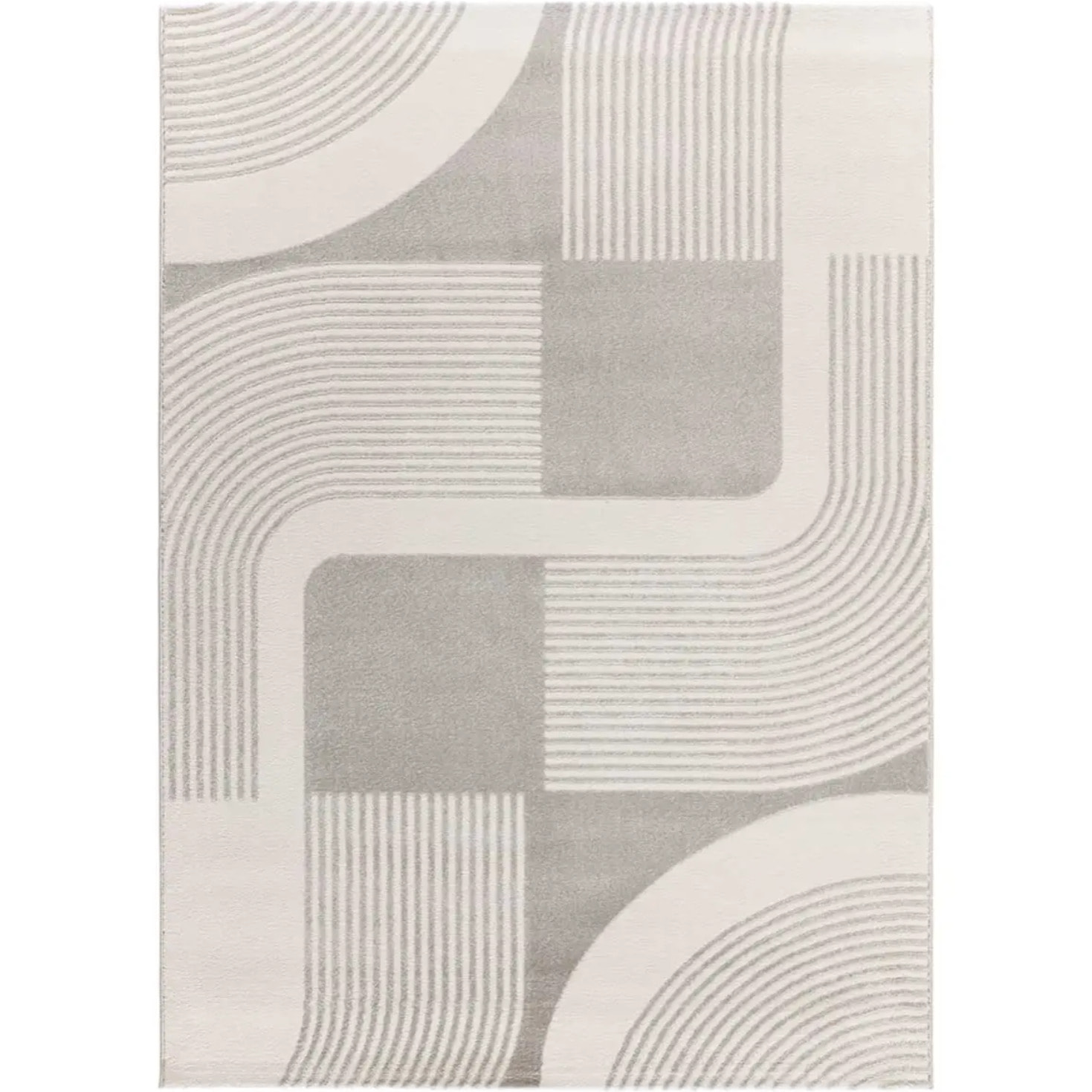 FLORA Alfombra geométrica con relieve en beige y gris, varias medidas disponibles