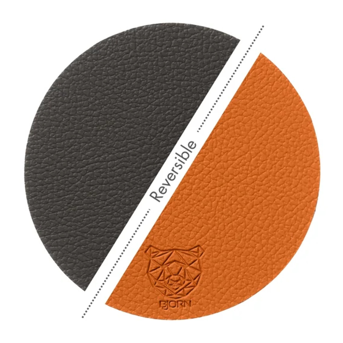 Sous-verre rond réversible - 6 pièces - Cuir recyclé orange et chocolat