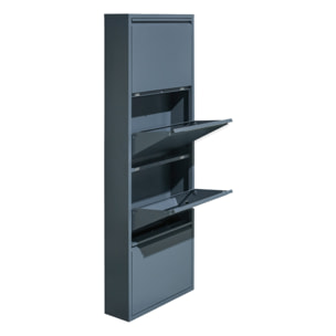 Scarpiera slim 80x14,2x136 cm in metallo ceruleo - Emy