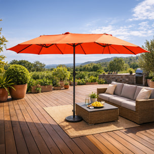 Parasol rectangulaire double 2,7x4,6m terracotta CABIATE