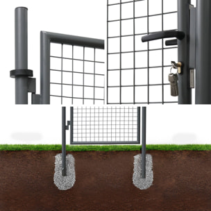 Portillon battant de jardin grillagé métal avec serrure et poignée PORTILLON 150 X 87CM