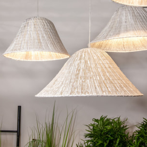 Suspension en feuilles de palmier blanche 55cm MAA