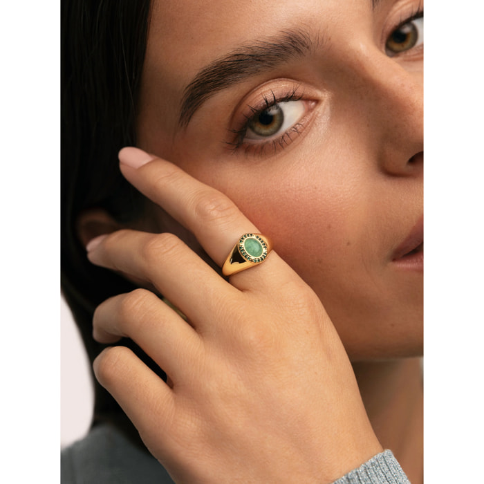 Anillo Amanda Verde Baño Oro