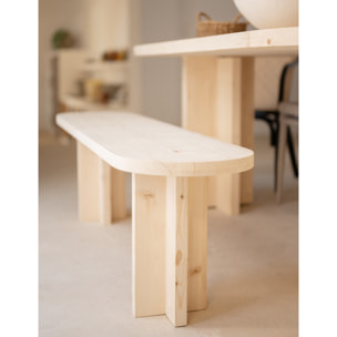 Banc en bois massif ton naturel en différentes tailles