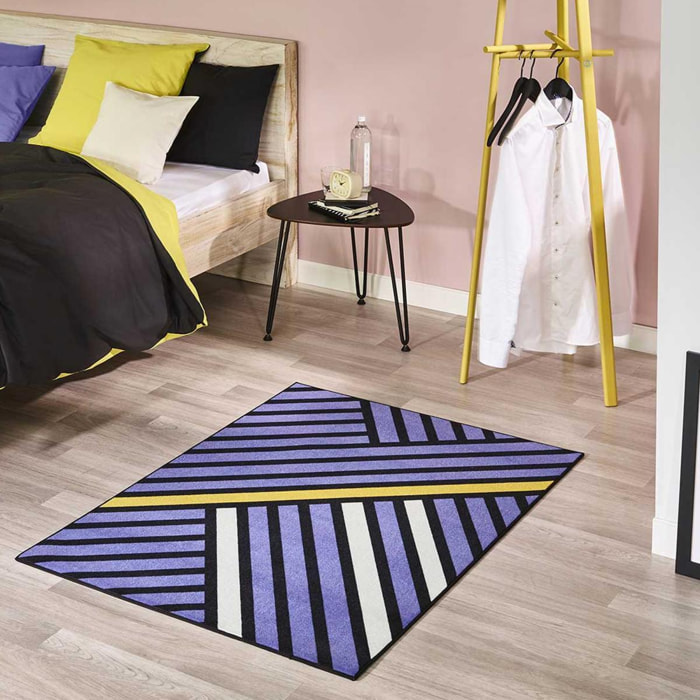 Tapis salon et chambre tissé en nylon motif géométrique PUVO