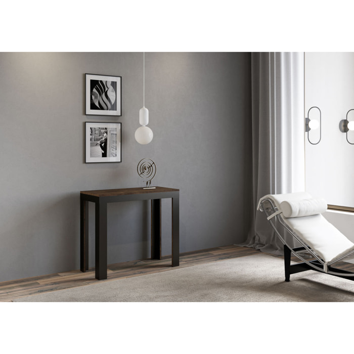 Console Linea Evolution Small cm.90x40 (extensible à 196) Noyer cadre Anthracite