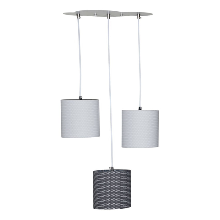 Suspension Lumineuse Trio Plafonnier en coton gris