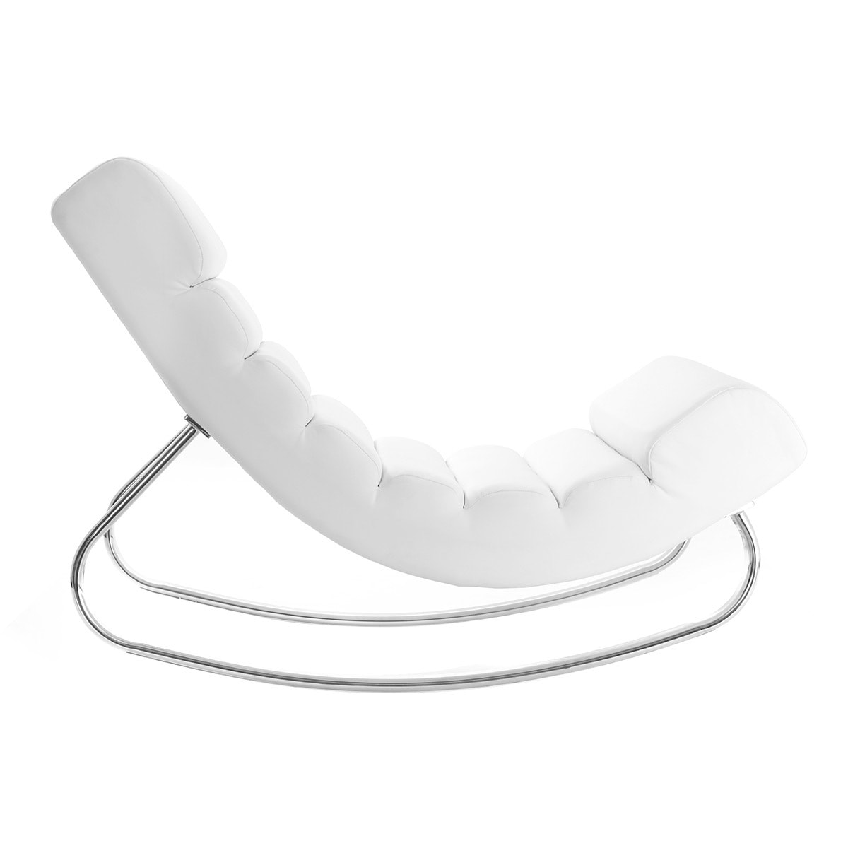 Rocking chair design blanc et acier chromé TAYLOR