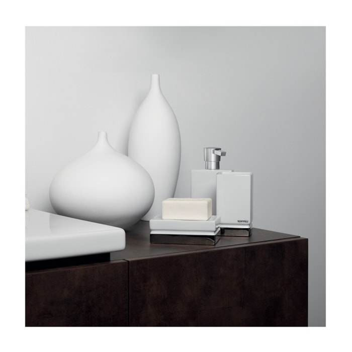Distributeur de savon Porcelaine ROMA Blanc & Argent Spirella