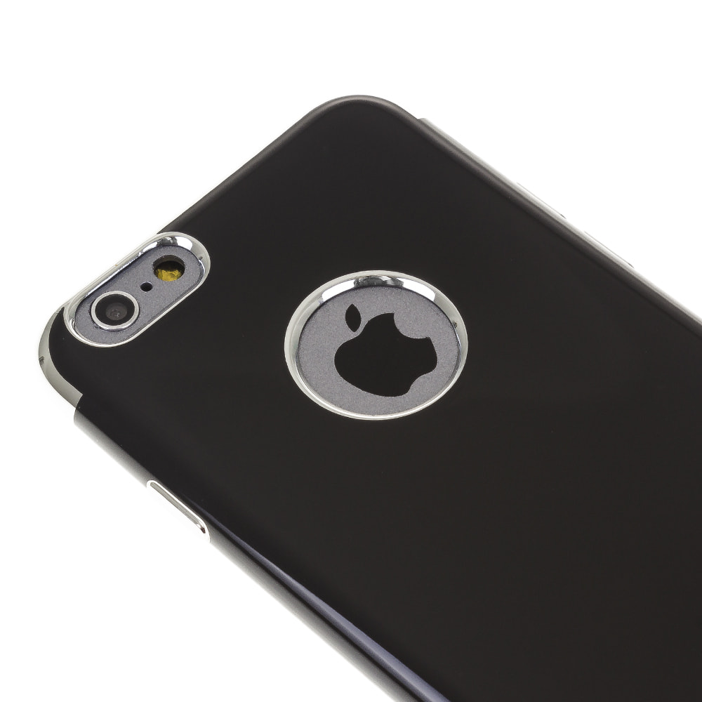 CUSCINETTO NERO LUCIDO CON BORDI METALLIZZATI PER IPHONE 66S PLUS
