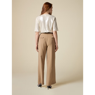 Oltre - Pantalones wide leg - Beige