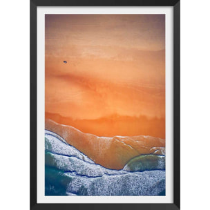 Affiche plage terre de sienne Affiche + cadre en bois - Noir