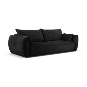 Canapé convertible avec coffre de rangement "Matera" 3 places en chenille noir