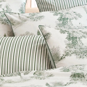 Taie d'oreiller percale de coton imprimé vert Poesie verde