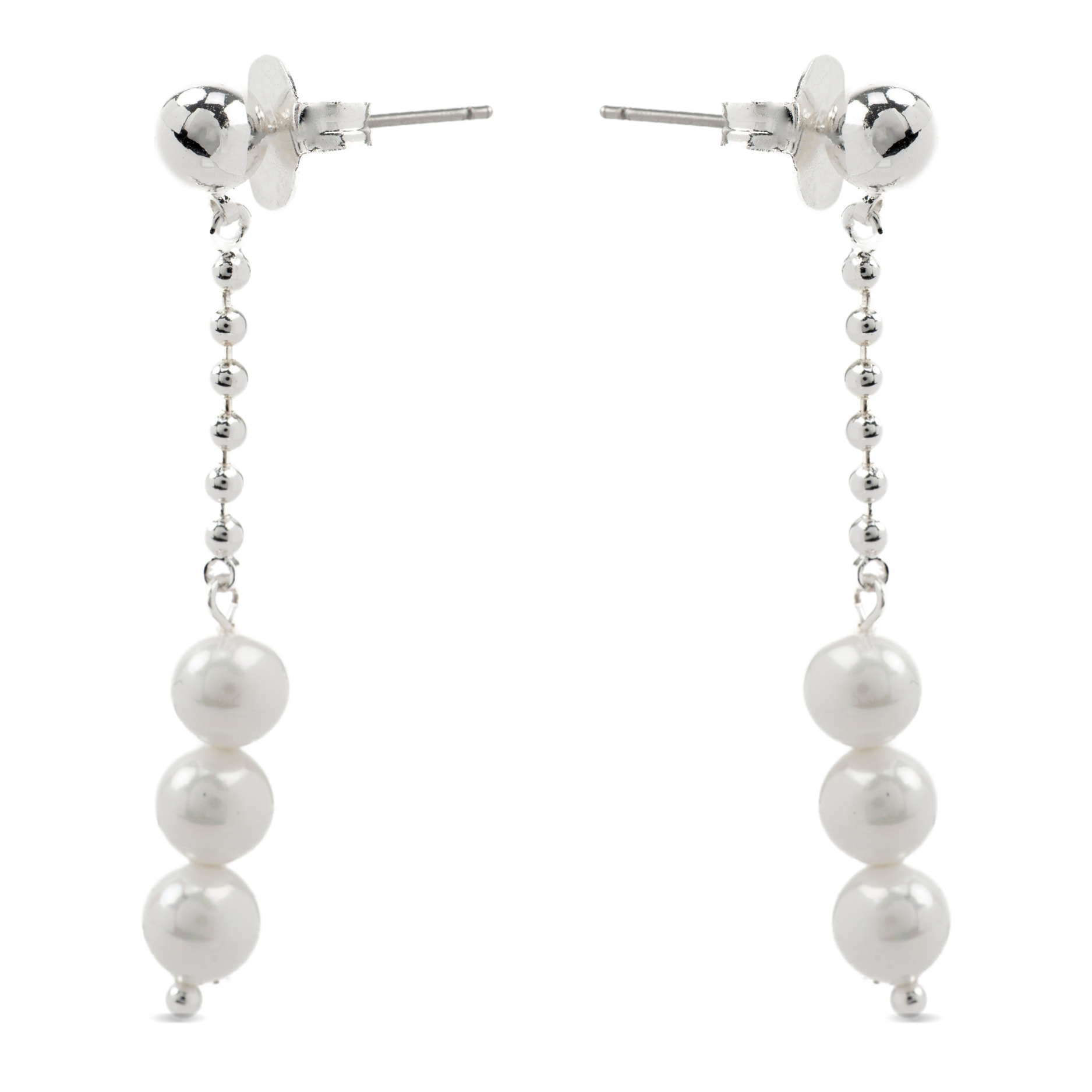 Pendientes con Perla Blanca acabado plata
