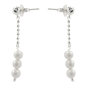 Pendientes con Perla Blanca acabado plata