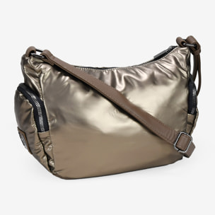 Bolso bandolera bronce en nailon con cremallera