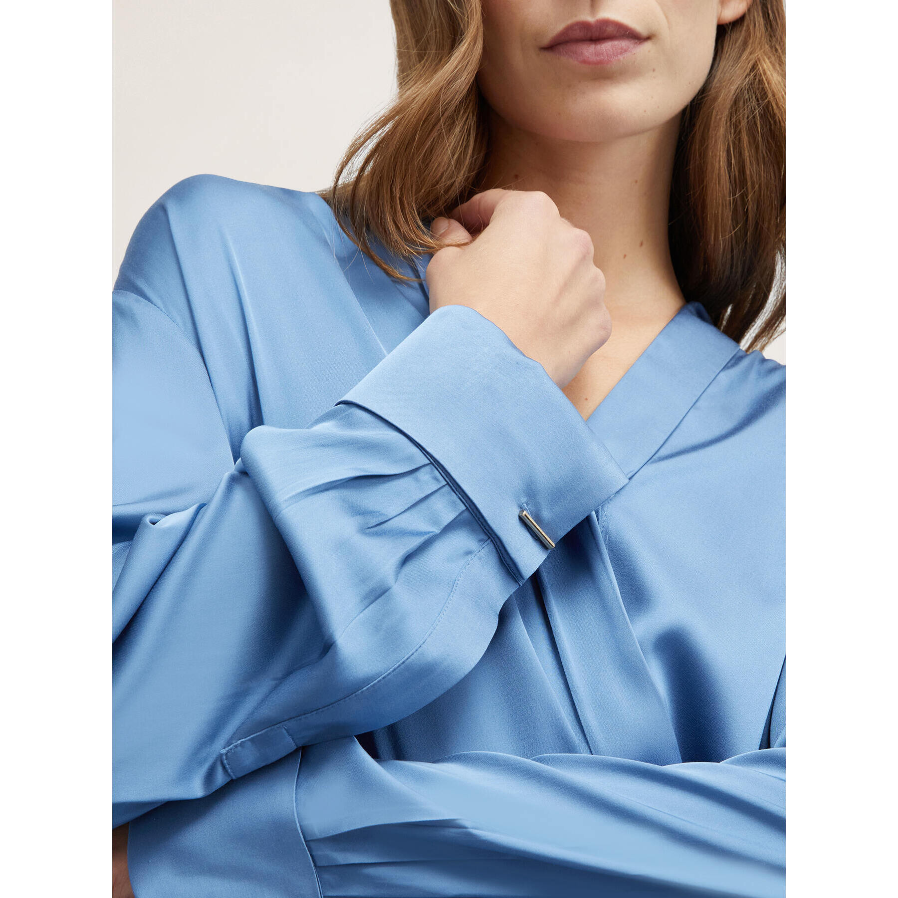 Motivi - Blusa satin ad incrocio - Azzurro