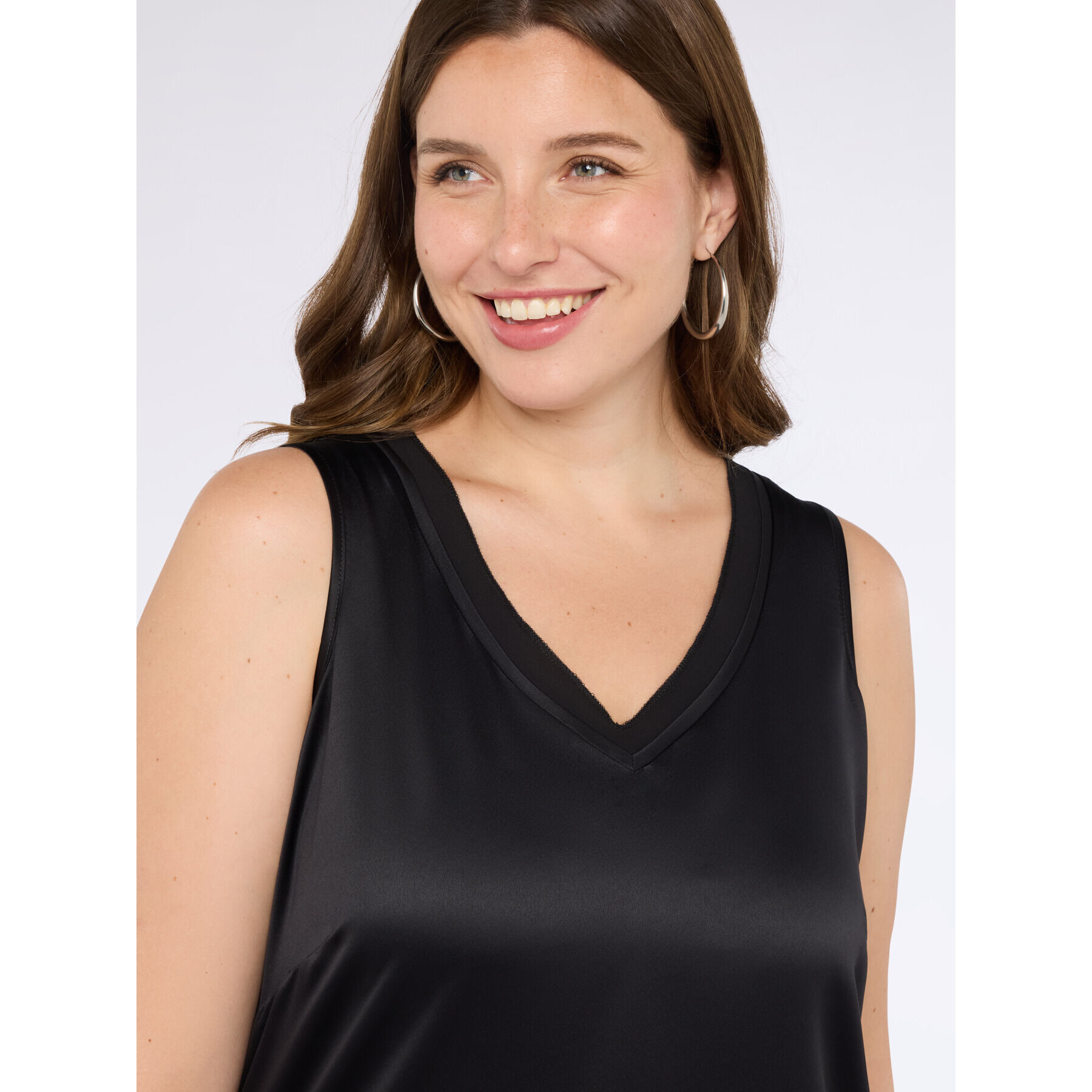 Fiorella Rubino - Top bimaterico con scollo a V - Nero