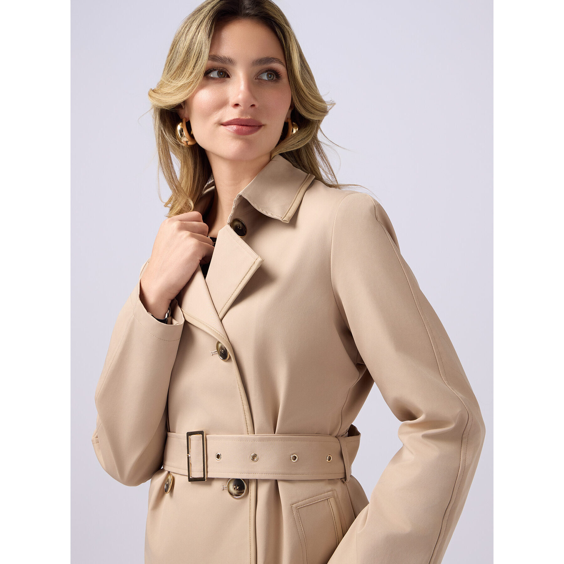 Oltre - Gabardina con perfiles de tejido revestido - Beige