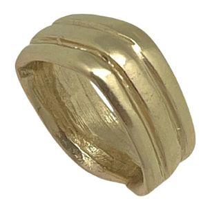 Pareja de anillos cuadrados Lineas dorado chapado-latón