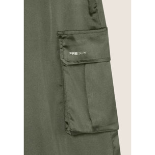 Pantaloni Cargo effetto seta wide leg con fondo regolabile