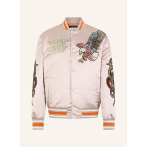 PHILIPP PLEIN Shiny Satin Bomber Tattoo Patches Strass