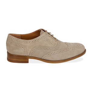 Stringate taupe in camoscio