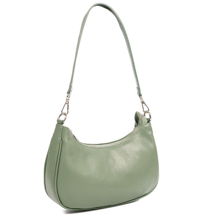 Asso borsa a mano, in pelle autentica finitura dollaro.