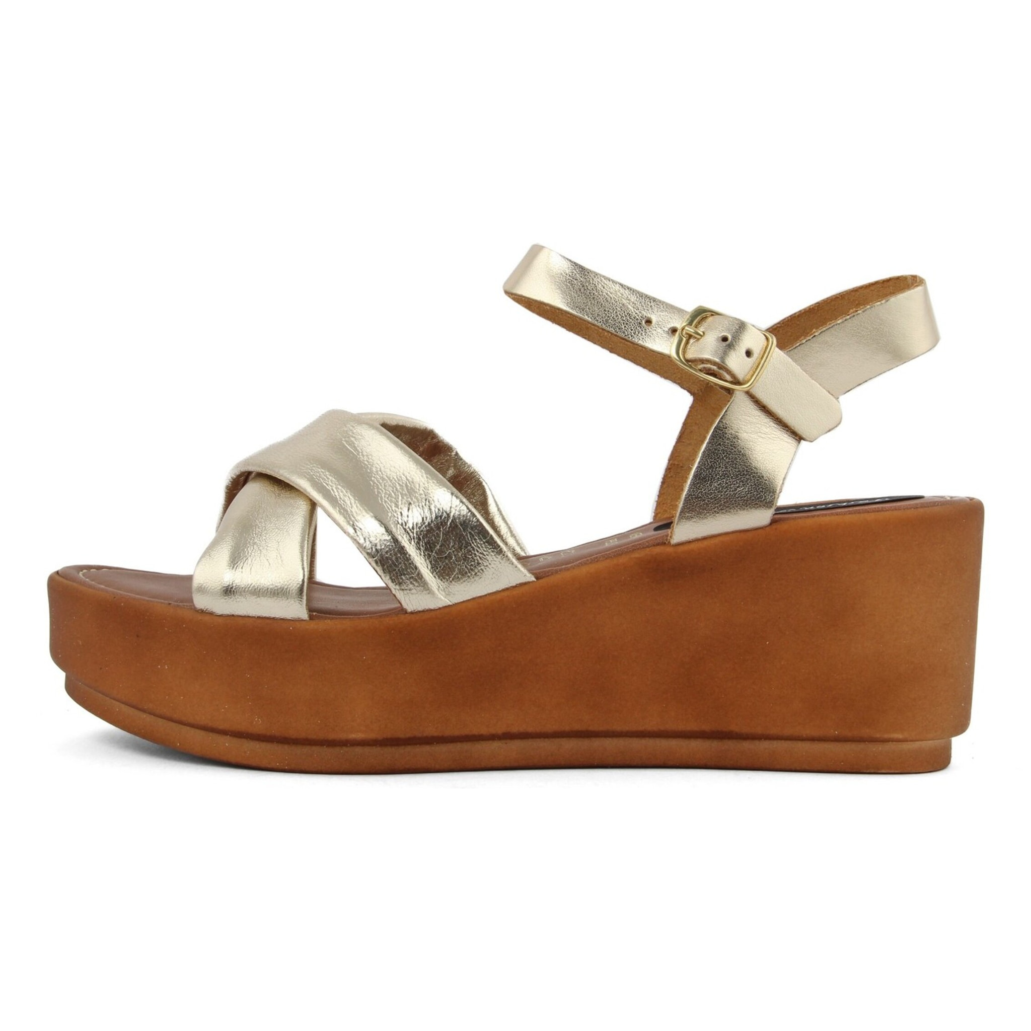 Sandali Donna In Pelle Colore Dorato-Altezza Tacco: 6,7 cm