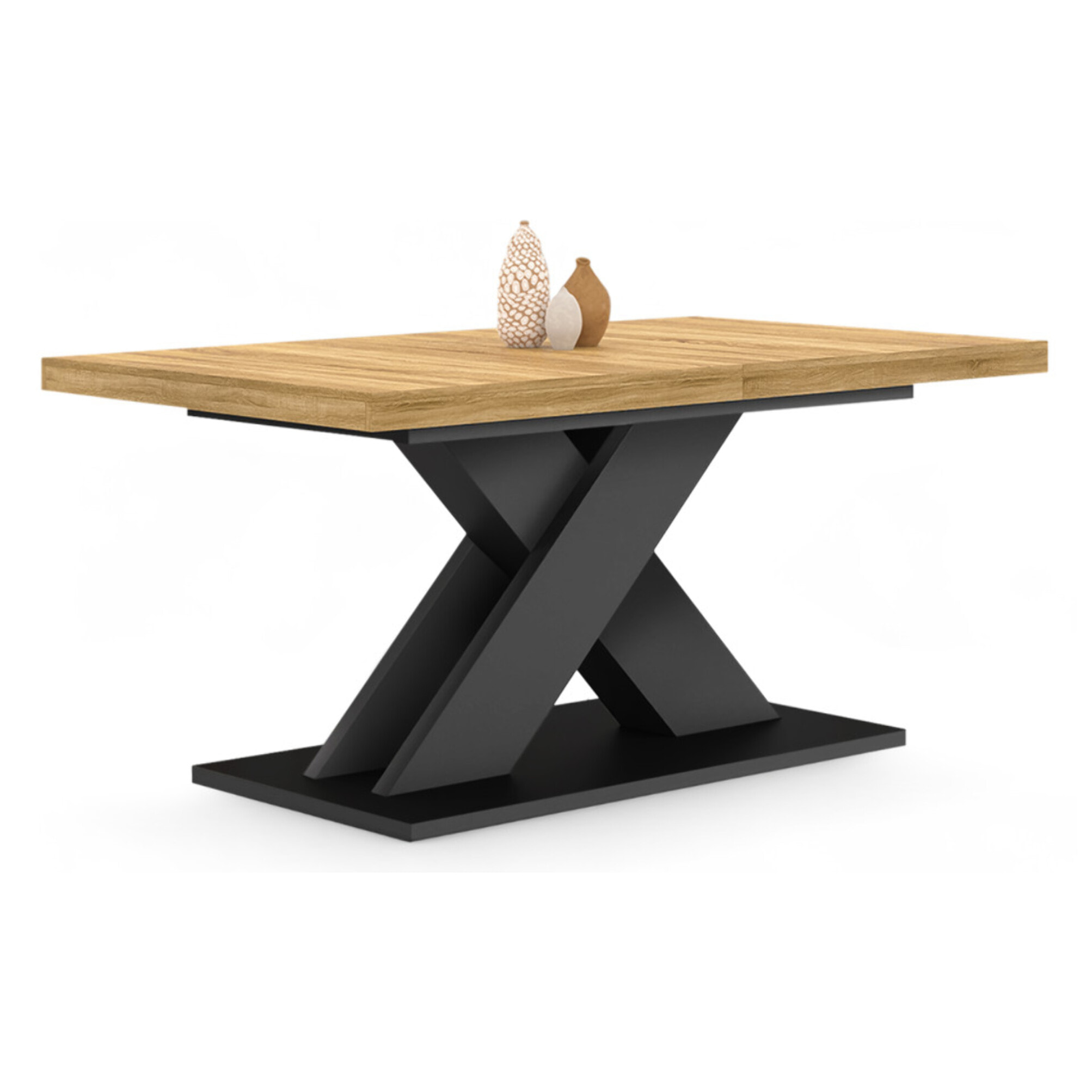Table à manger extensible Alexia - Bois - Noir