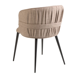 Silla Angel Cerdá con asiento y respaldo tapizados en tela en marrón patas de acero inoxidable en negro mate 58x58x77cm