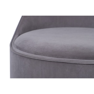 Pouf Girevole Viktor in Velluto Grigio con Vano Contenitore