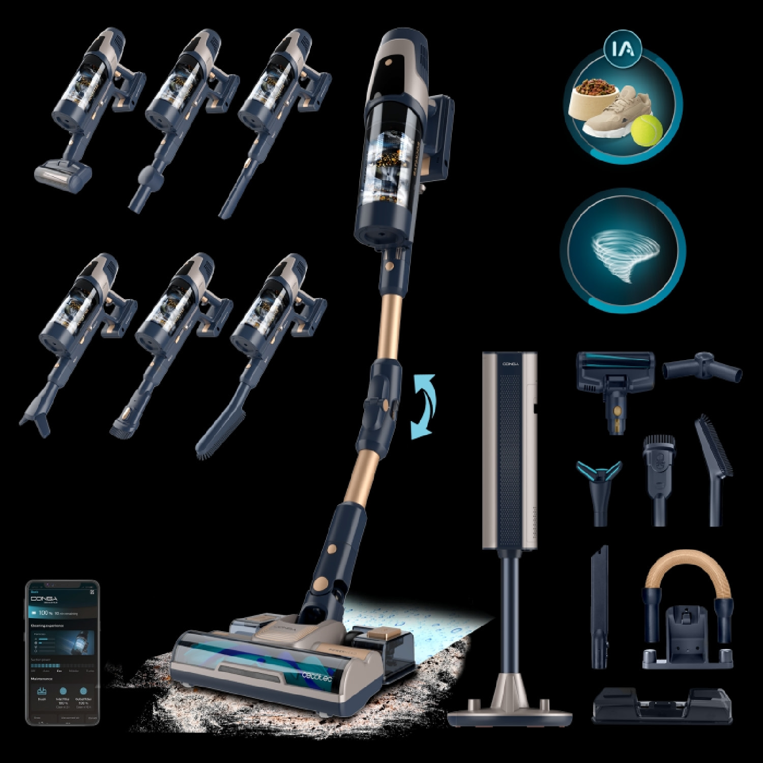 Cecotec Aspirateur-balais BLDC Conga Rockstar 11500 Odyssey Station Connected IA