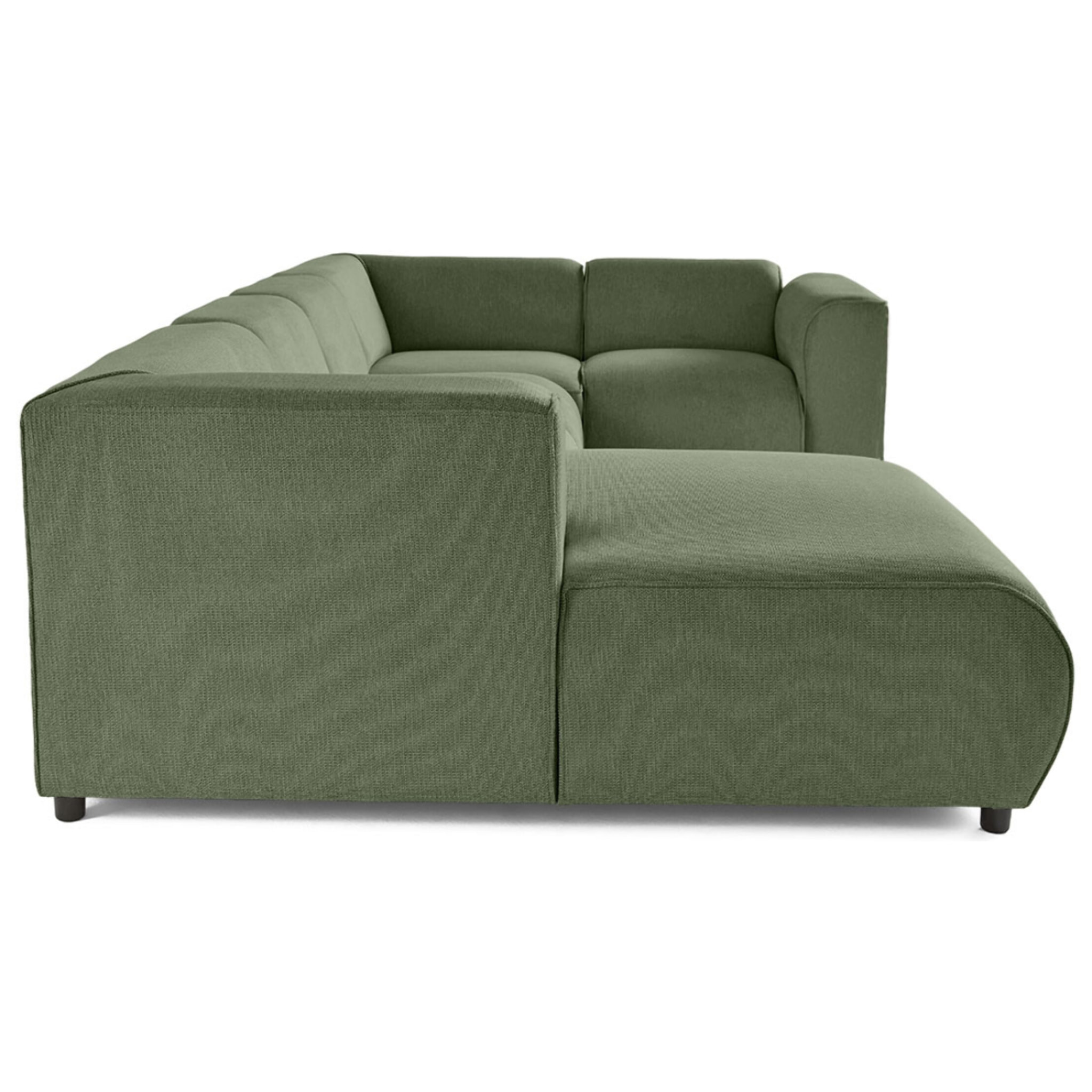 Suaro - Canapé modulable panoramique d'angle droit 7 places en tissu texturé - Vert